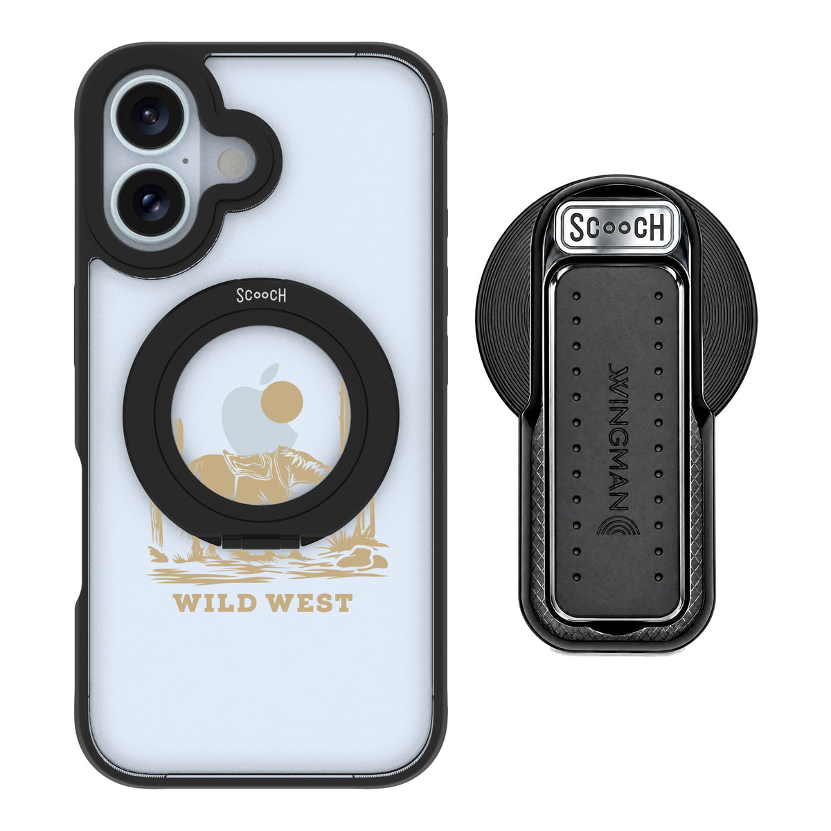 Scooch MagCase Wild West for iPhone 16 — MagSafe Wingback Bundle - Black