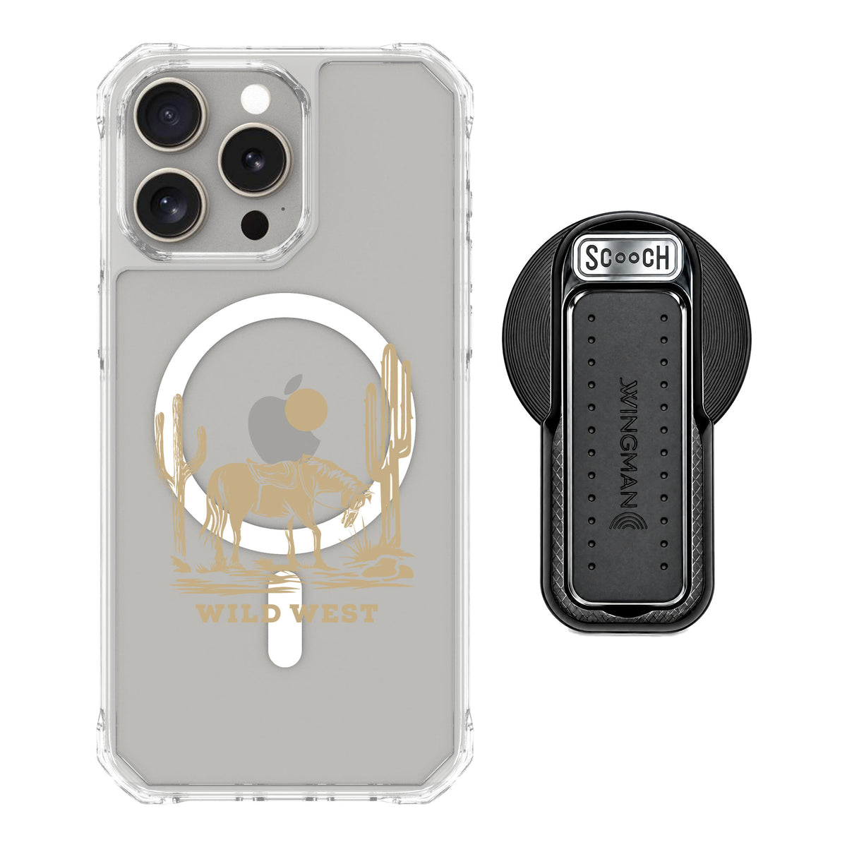 Scooch MagCase Wild West for iPhone 15 Pro Max — MagSafe Wingback Bundle - Black