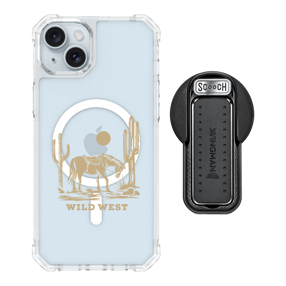 Scooch MagCase Wild West for iPhone 14 Plus — MagSafe Wingback Bundle - Black