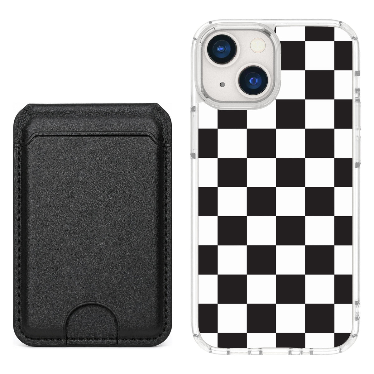 Scooch MagCase Checkered for iPhone 13 mini — Black MagWallet Bundle