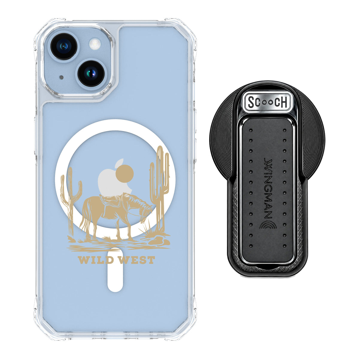 Scooch MagCase Wild West for iPhone 14 — MagSafe Wingback Bundle - Black