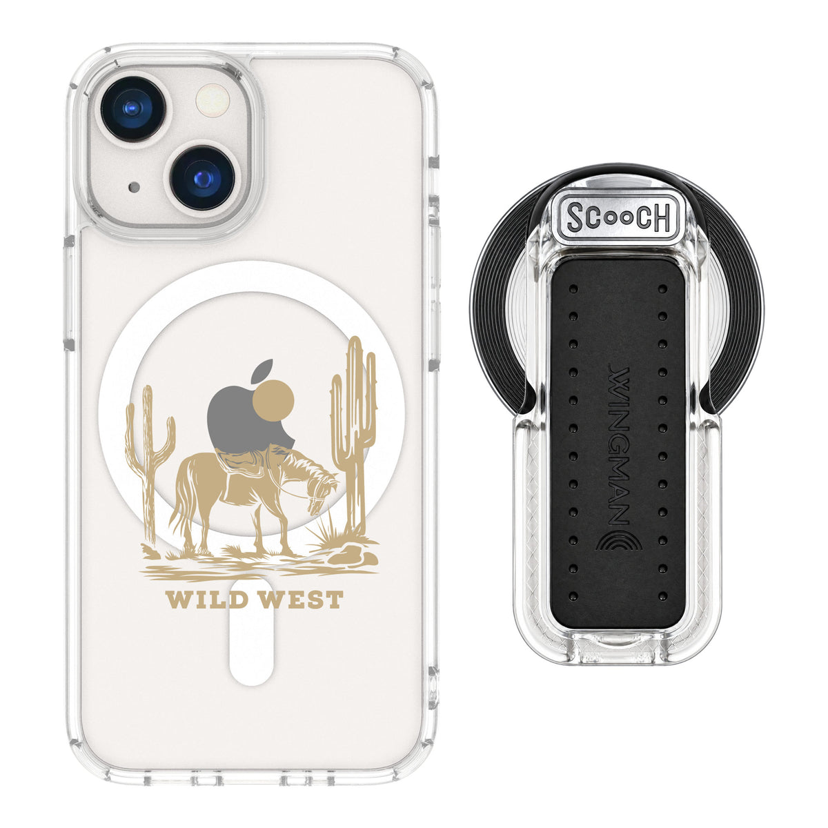 Scooch MagCase Wild West for iPhone 13 mini — MagSafe Wingback Bundle - Clear
