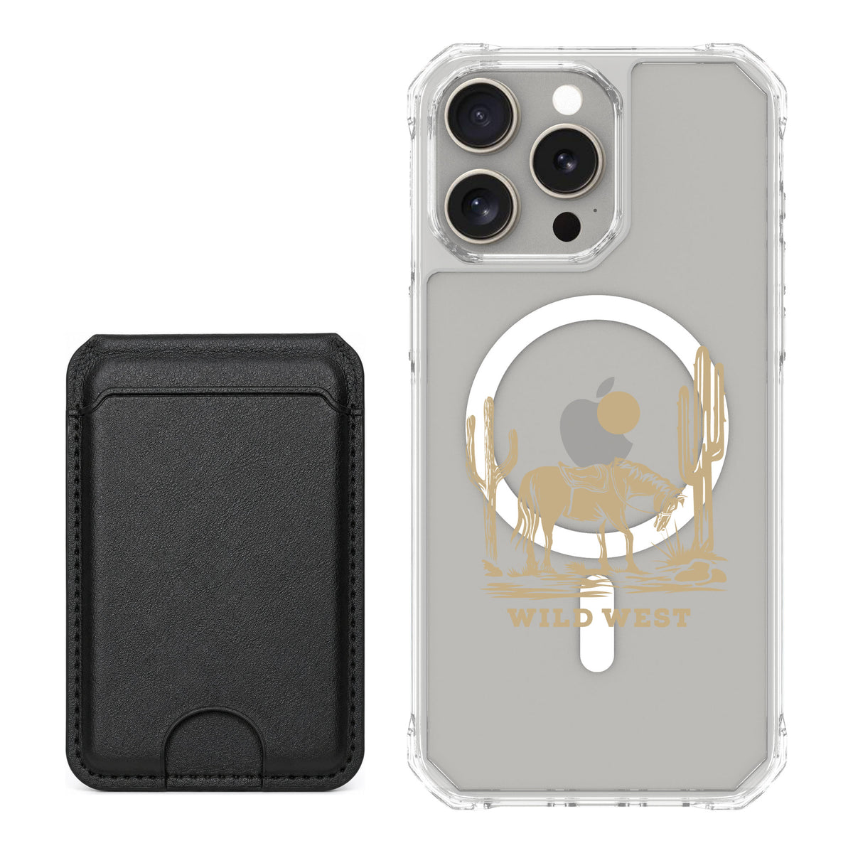 Scooch MagCase Wild West for iPhone 15 Pro Max — Black MagWallet Bundle