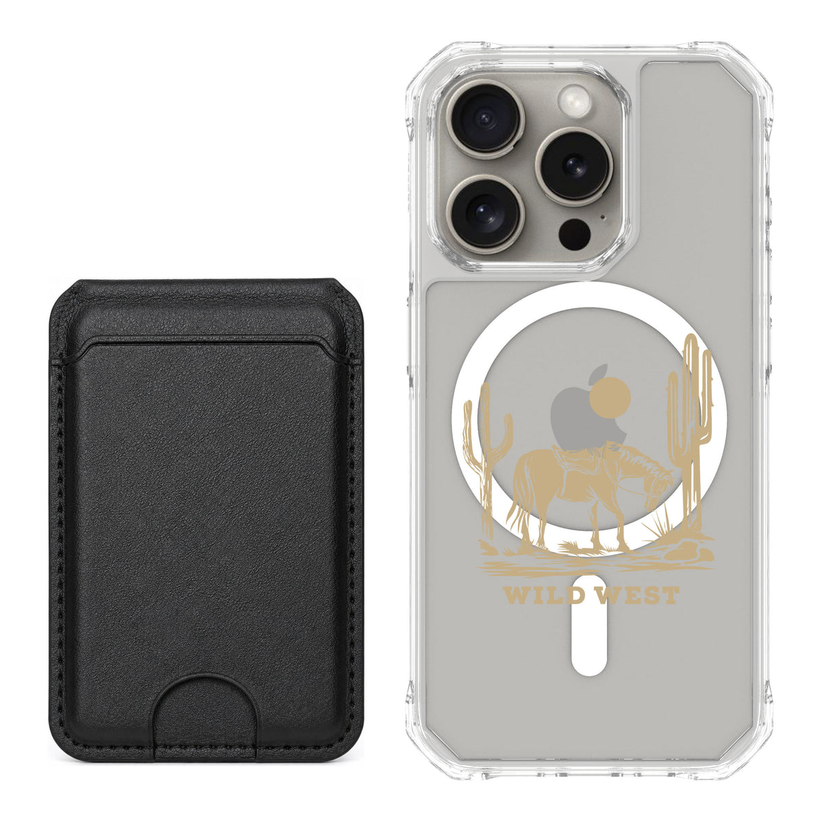 Scooch MagCase Wild West for iPhone 15 Pro — Black MagWallet Bundle