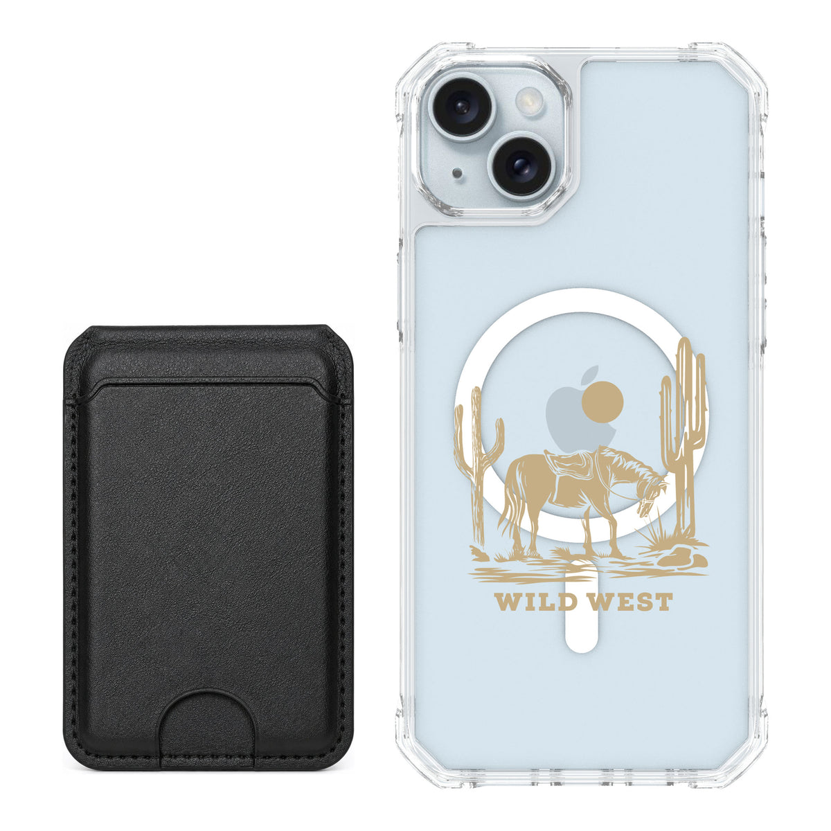 Scooch MagCase Wild West for iPhone 15 Plus — Black MagWallet Bundle