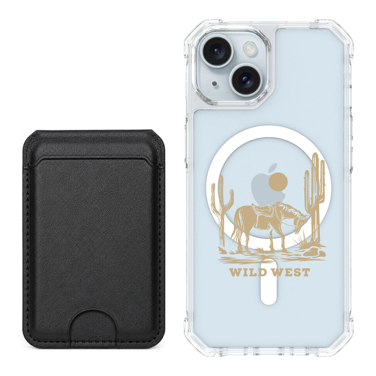 Scooch MagCase Wild West for iPhone 15 — Black MagWallet Bundle