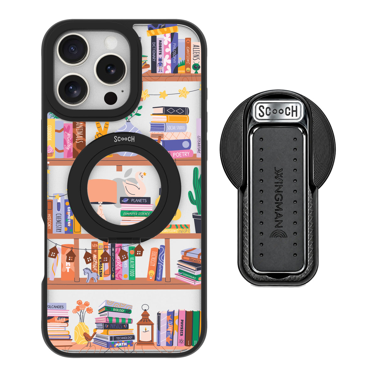 Scooch MagCase Little Library for iPhone 16 Pro Max — MagSafe Wingback Bundle - Black