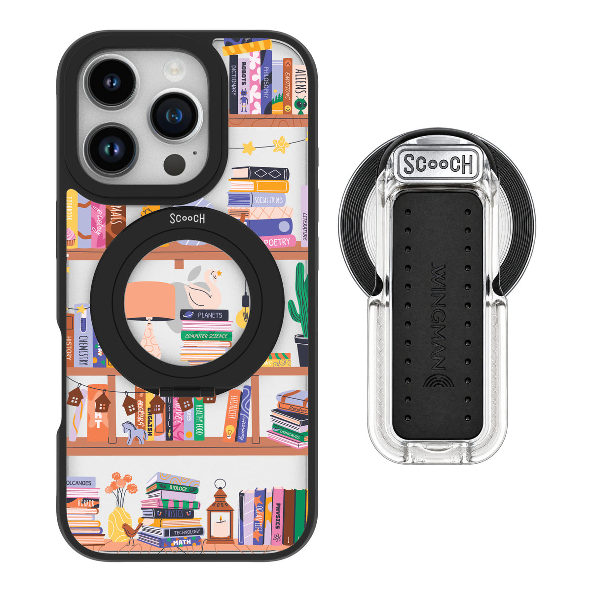 Scooch MagCase Little Library for iPhone 16 Pro — MagSafe Wingback Bundle - Clear