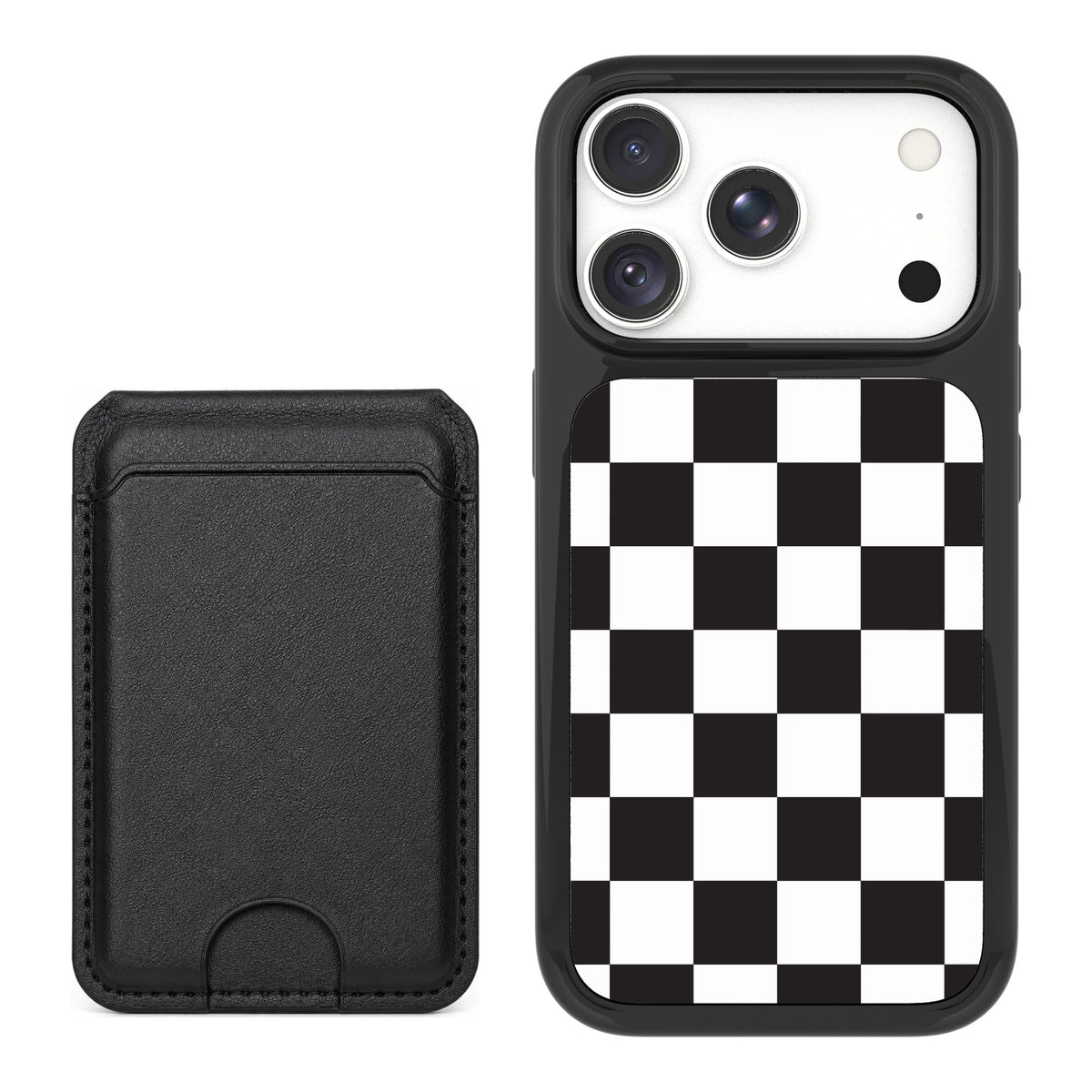 Scooch MagCase Checkered for iPhone 17 Pro — Black MagWallet Bundle