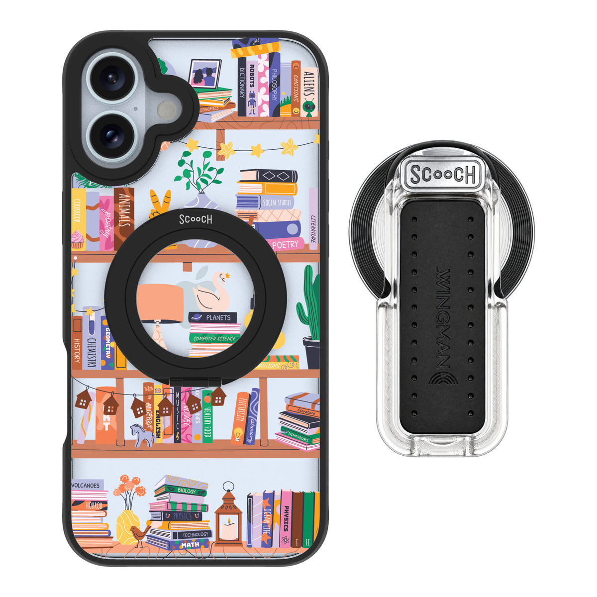Scooch MagCase Little Library for iPhone 16 Plus — MagSafe Wingback Bundle - Clear