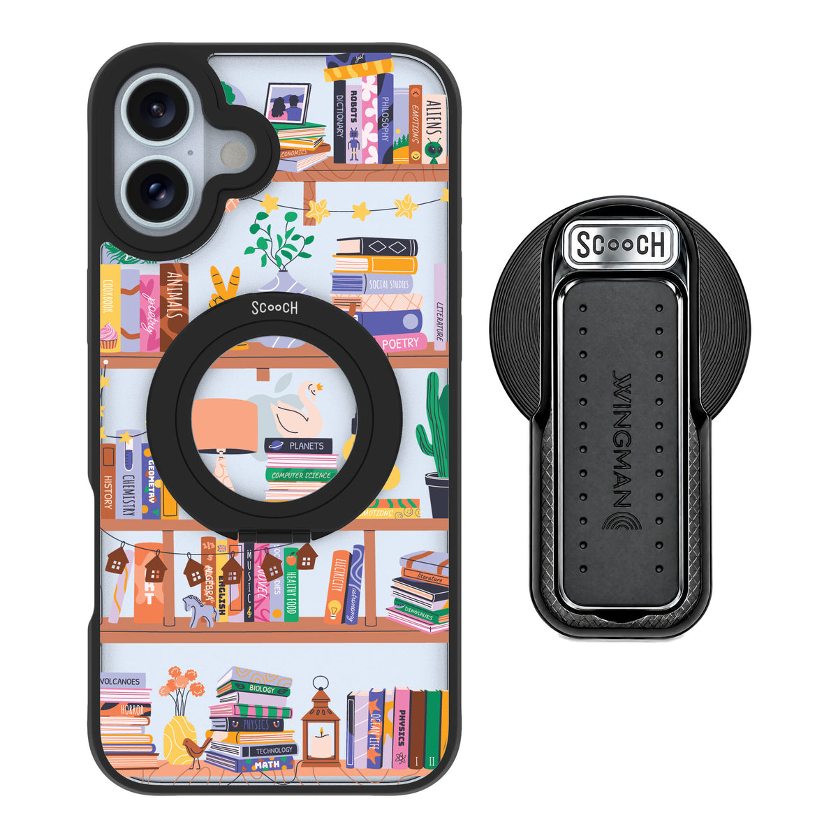 Scooch MagCase Little Library for iPhone 16 Plus — MagSafe Wingback Bundle - Black