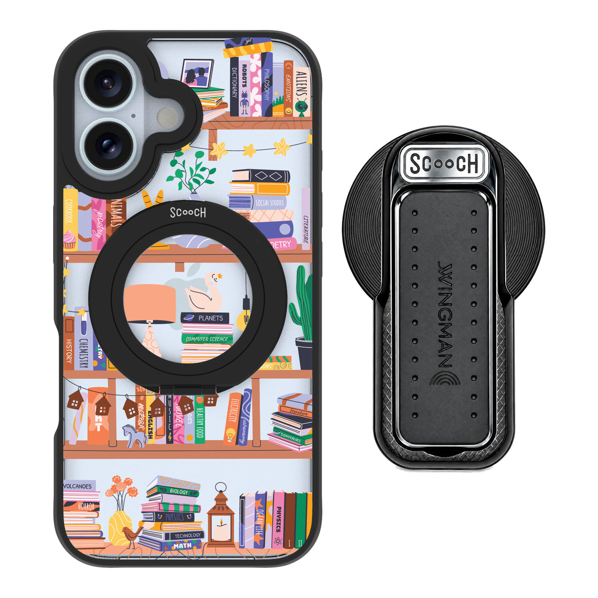 Scooch MagCase Little Library for iPhone 16 — MagSafe Wingback Bundle - Black