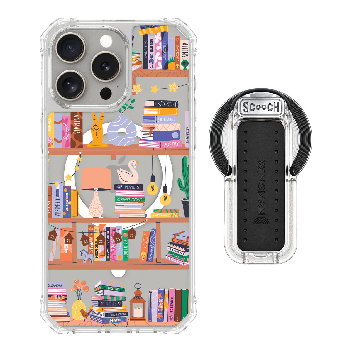 Scooch MagCase Little Library for iPhone 15 Pro Max — MagSafe Wingback Bundle - Clear