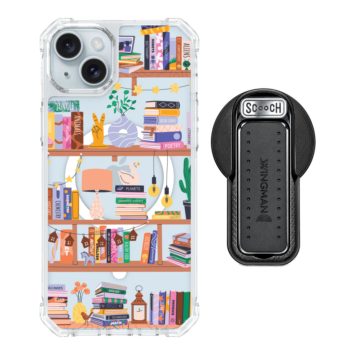 Scooch MagCase Little Library for iPhone 15 Plus — MagSafe Wingback Bundle - Black