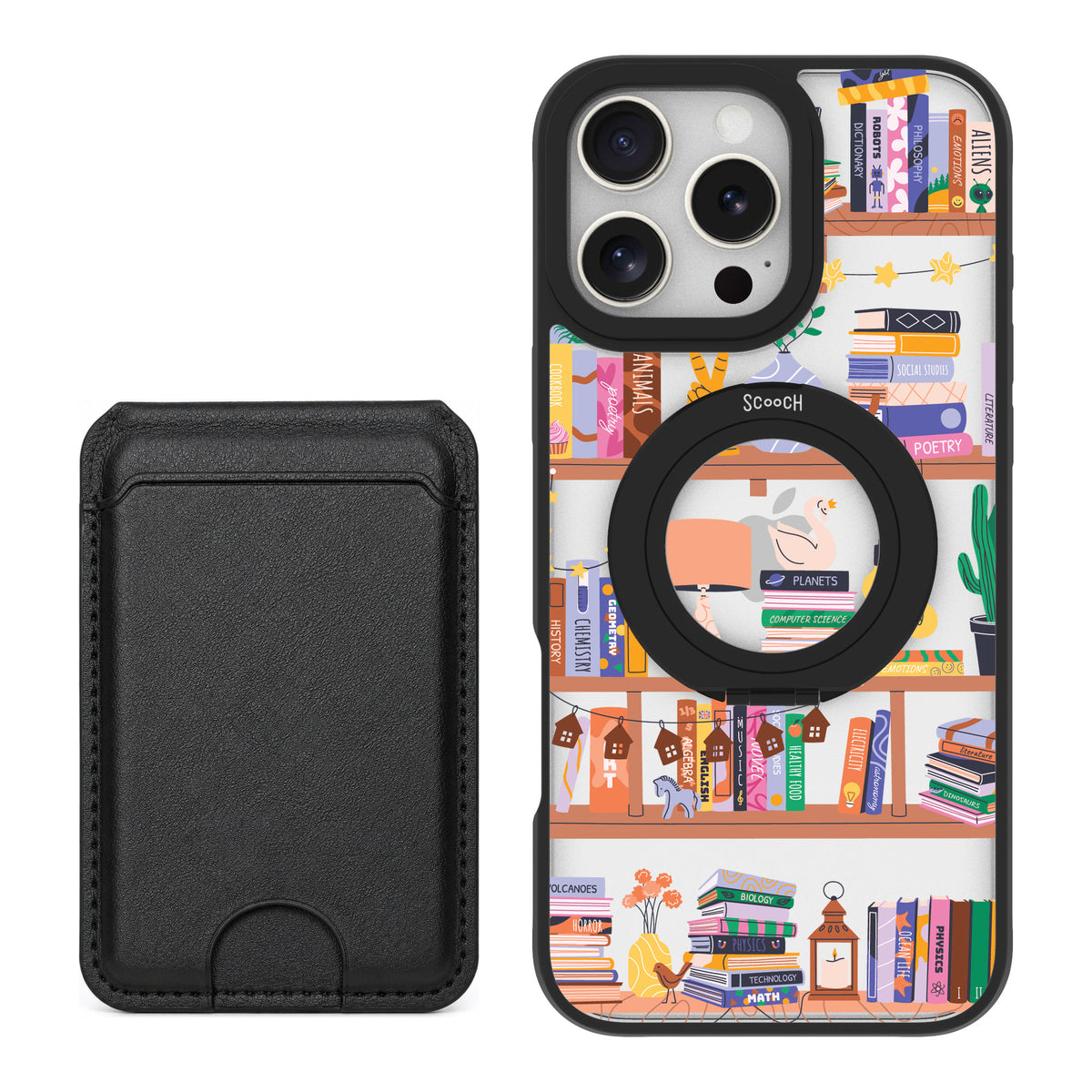 Scooch MagCase Little Library for iPhone 16 Pro Max — Black MagWallet Bundle