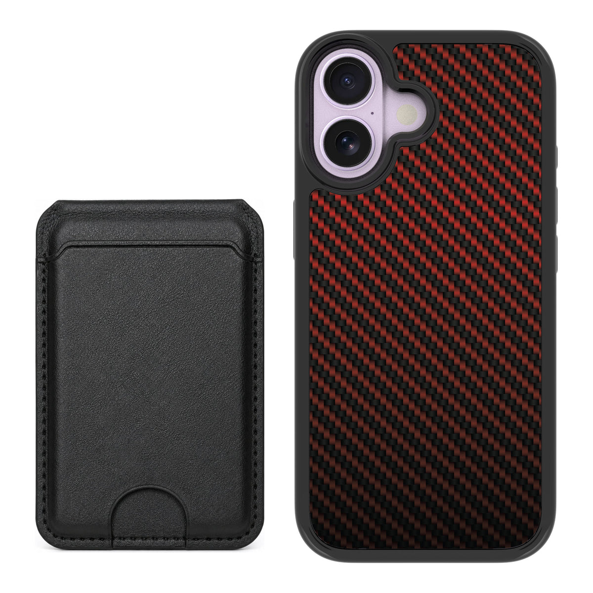 Scooch MagCase Red Carbon Fiber for iPhone 17 — Black MagWallet Bundle