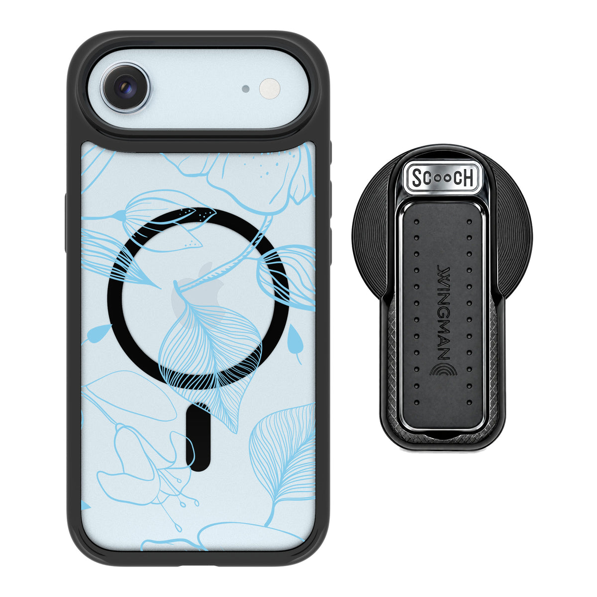 Scooch MagCase Blue Hibiscus for iPhone Air — MagSafe Wingback Bundle - Black