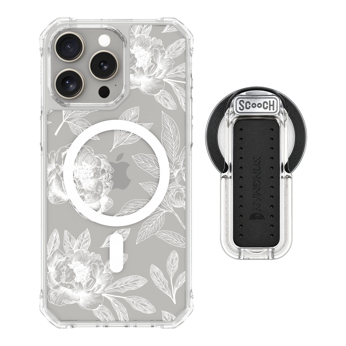 Scooch MagCase Chinoiserie for iPhone 15 Pro Max — MagSafe Wingback Bundle - Clear