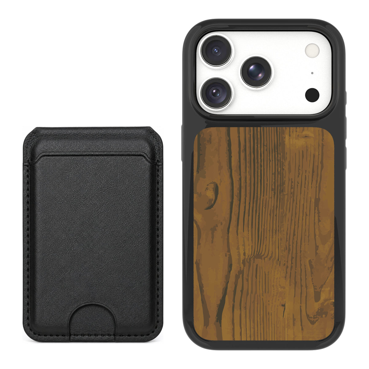 Scooch MagCase Wood Grain for iPhone 18 Pro Max — Black MagWallet Bundle