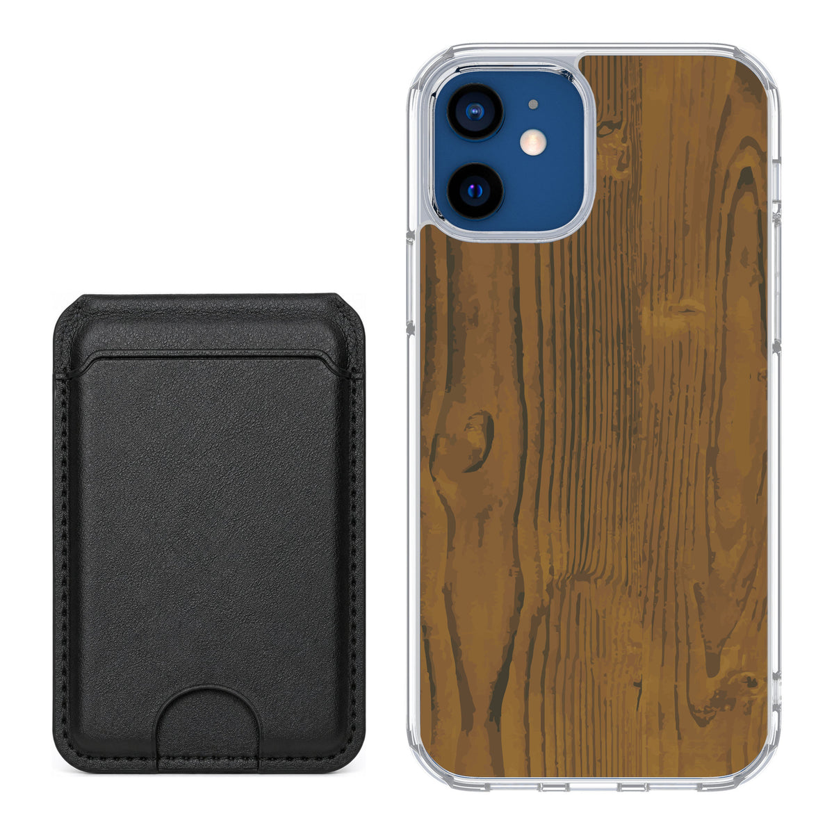 Scooch MagCase Wood Grain for iPhone 12 — Black MagWallet Bundle