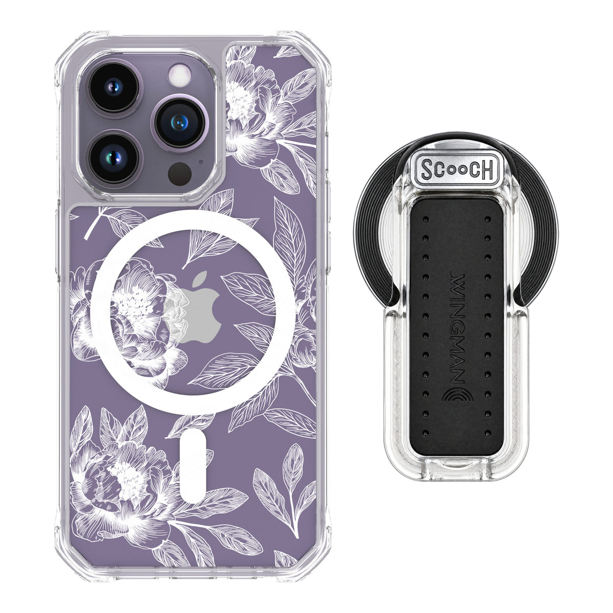 Scooch MagCase Chinoiserie for iPhone 14 Pro — MagSafe Wingback Bundle - Clear