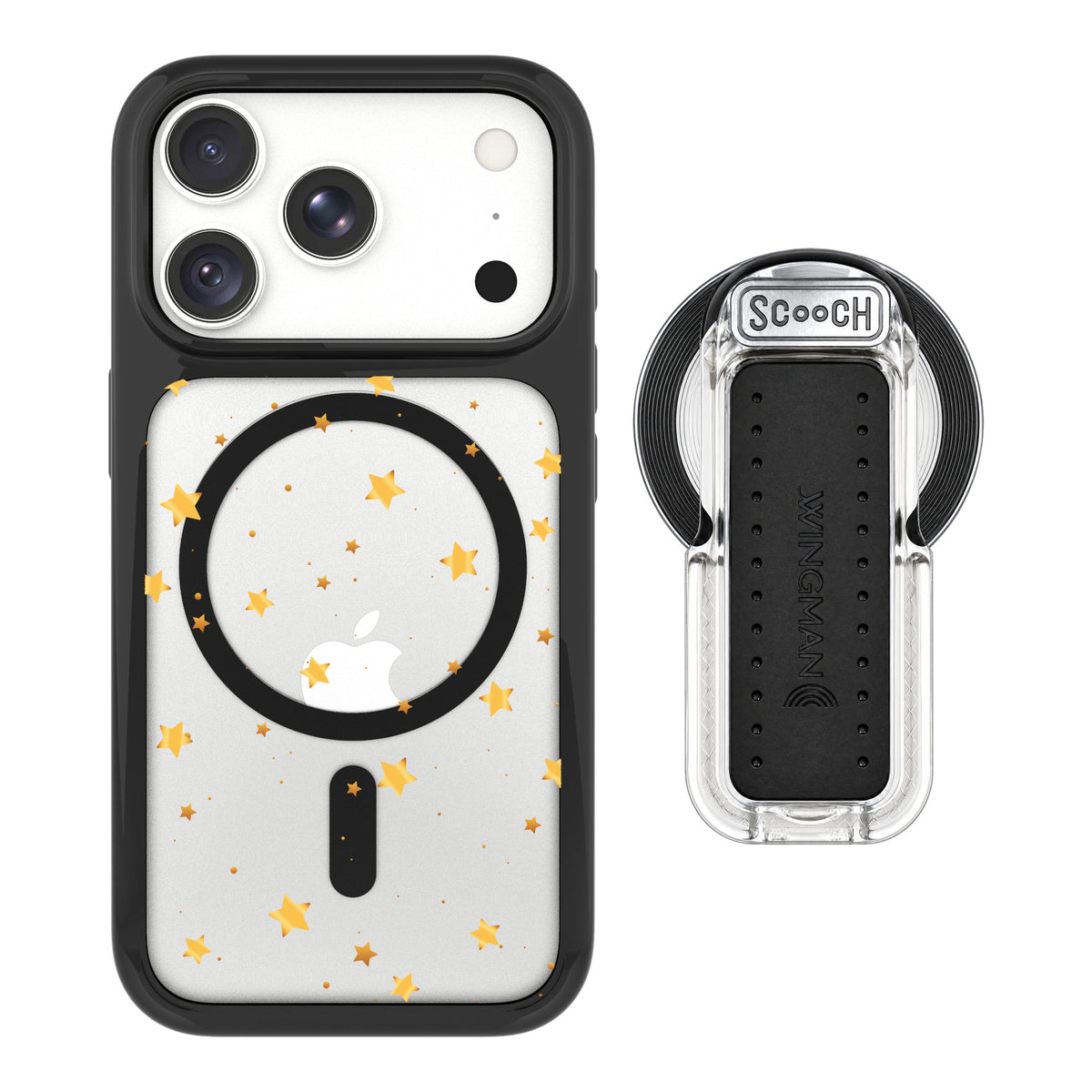 Scooch MagCase Gold Stars for iPhone 18 Pro Max — MagSafe Wingback Bundle - Clear