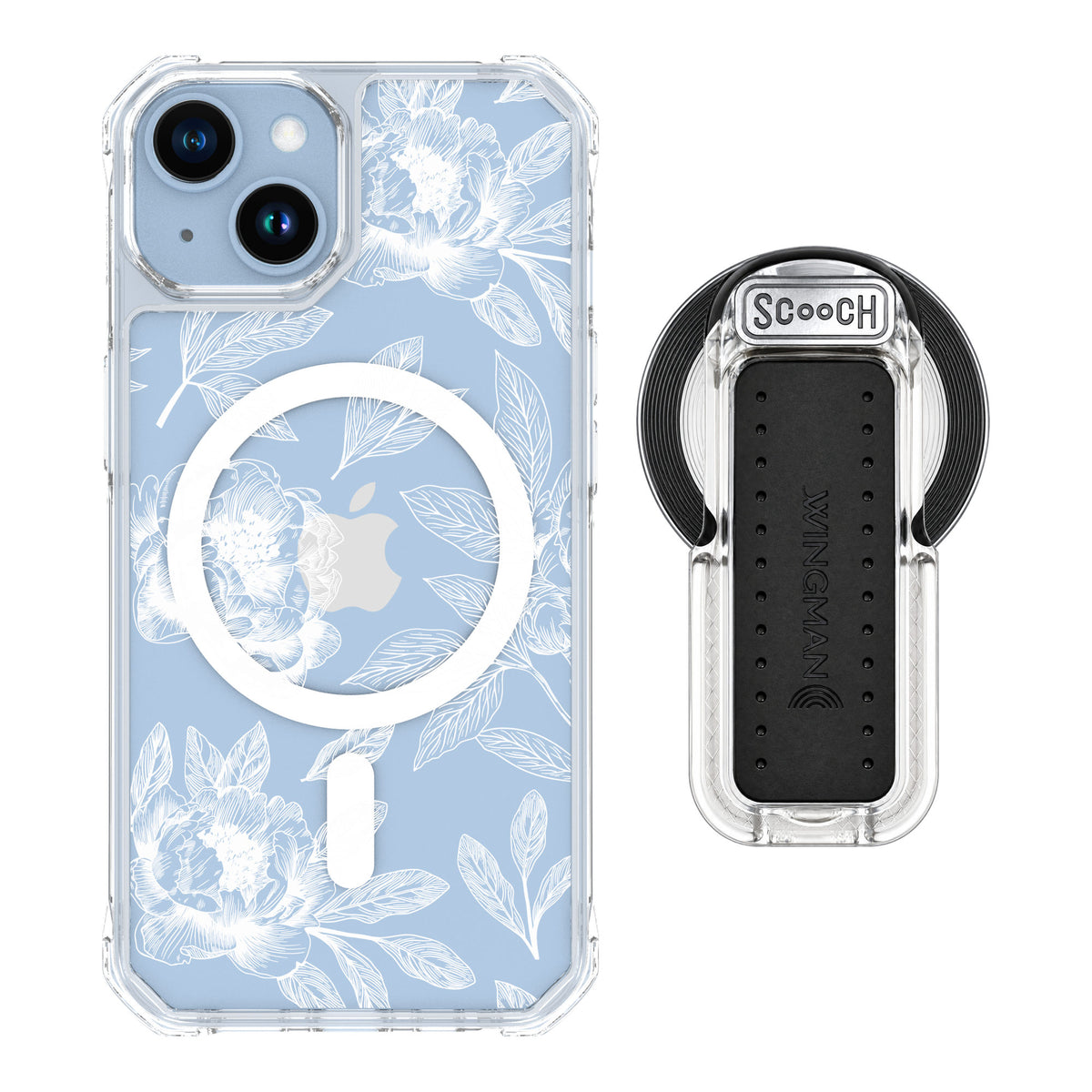 Scooch MagCase Chinoiserie for iPhone 14 — MagSafe Wingback Bundle - Clear