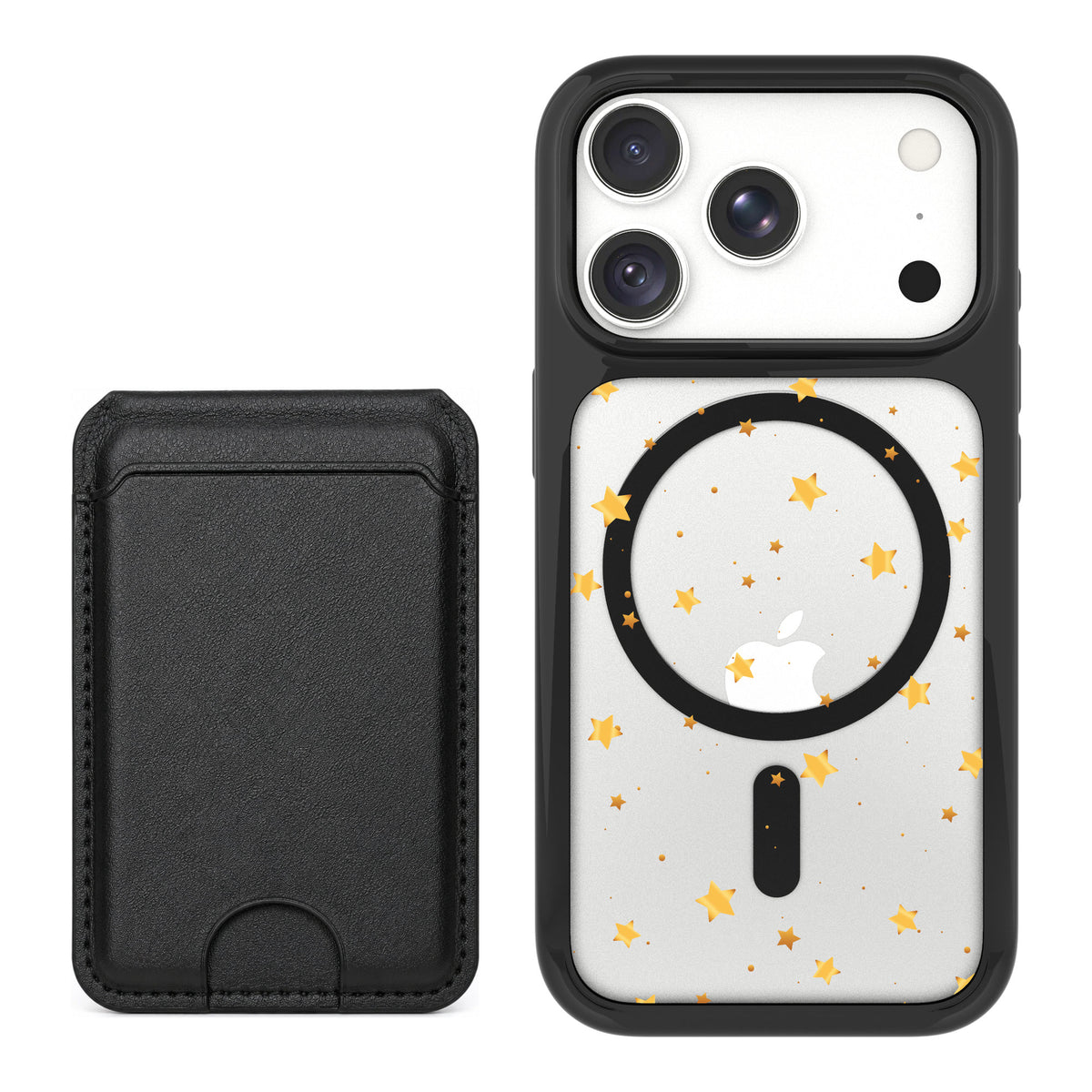 Scooch MagCase Gold Stars for iPhone 18 Pro — Black MagWallet Bundle