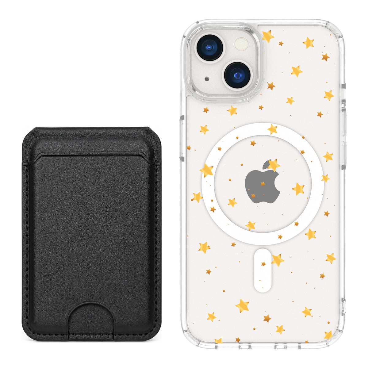Scooch MagCase Gold Stars for iPhone 13 — Black MagWallet Bundle