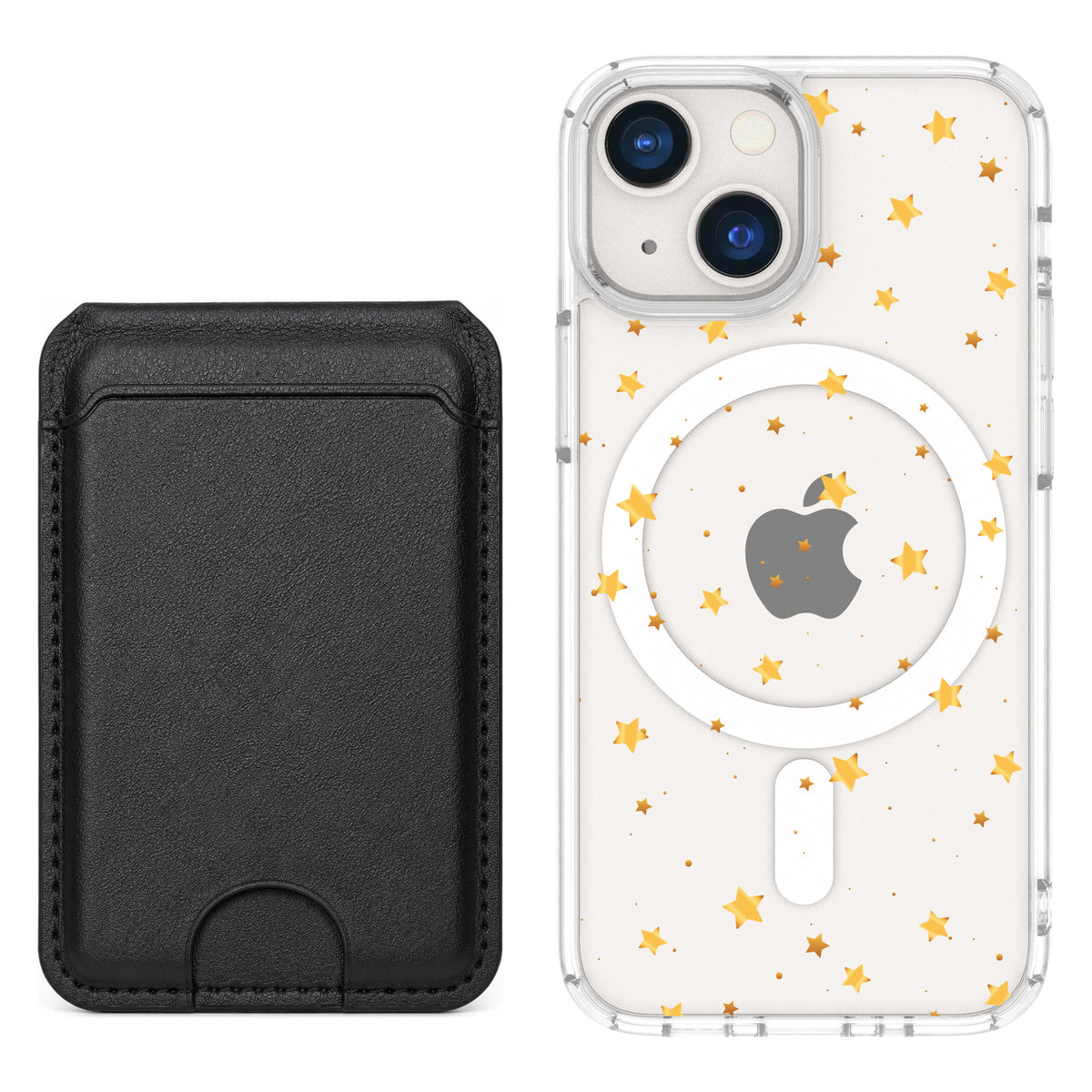 Scooch MagCase Gold Stars for iPhone 13 mini — Black MagWallet Bundle