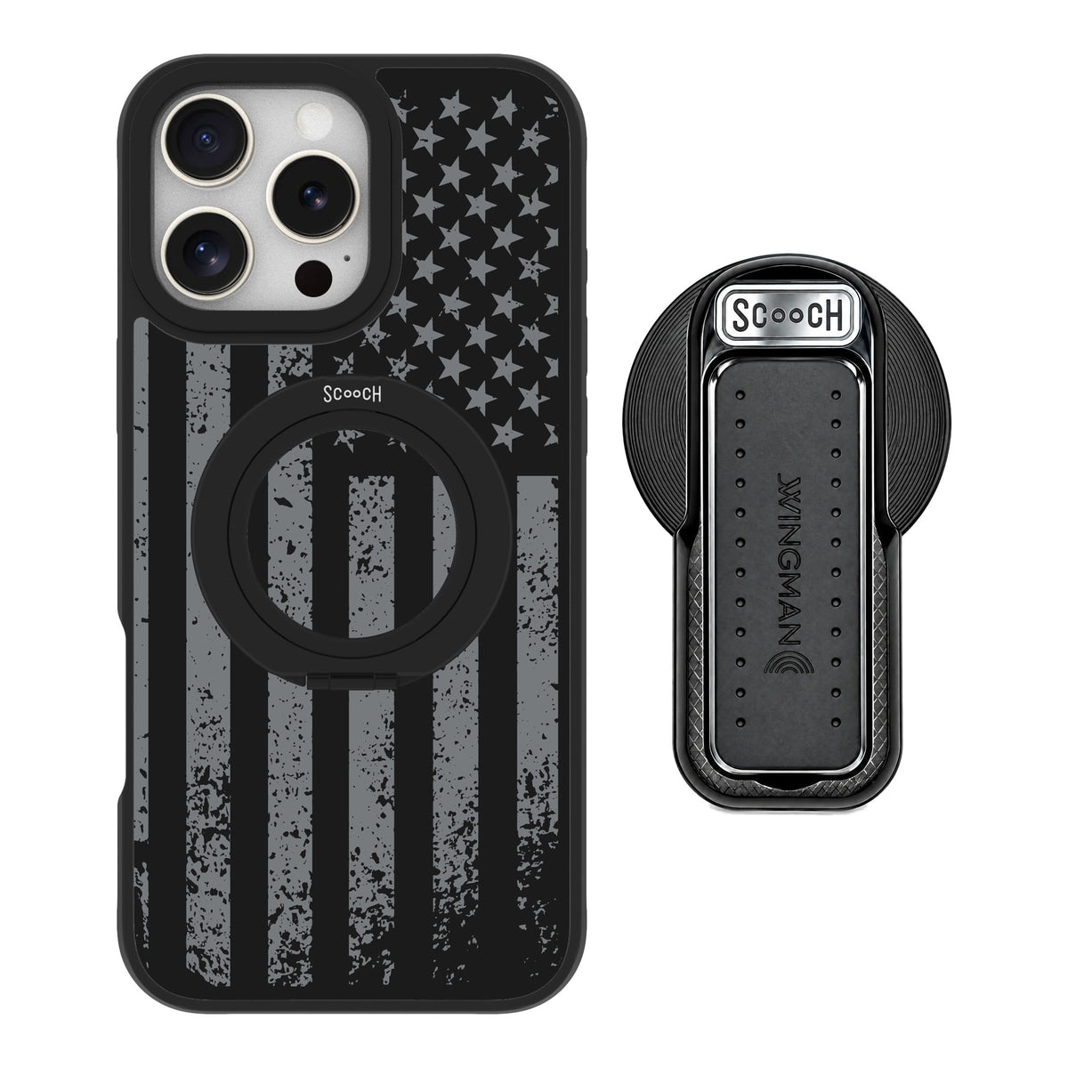 Scooch MagCase Weathered Glory for iPhone 16 Pro Max — MagSafe Wingback Bundle - Black