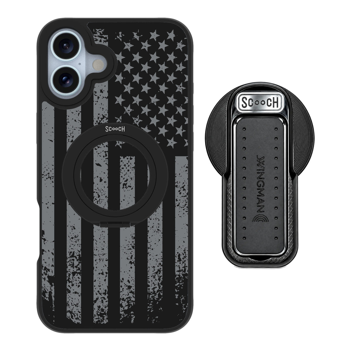 Scooch MagCase Weathered Glory for iPhone 16 Plus — MagSafe Wingback Bundle - Black
