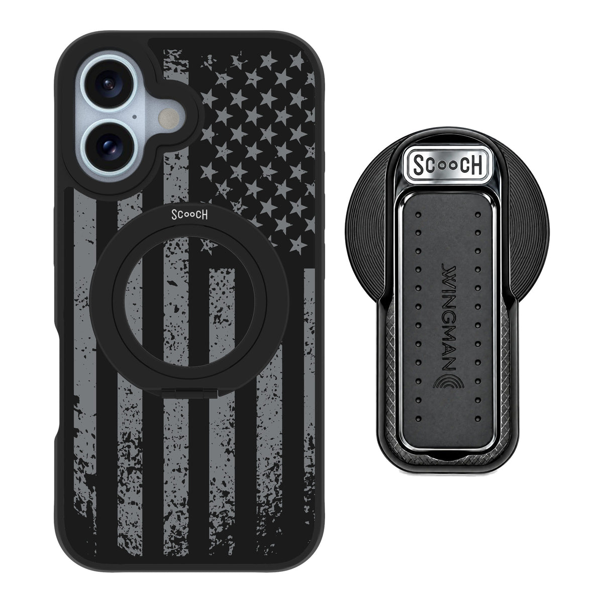 Scooch MagCase Weathered Glory for iPhone 16 — MagSafe Wingback Bundle - Black