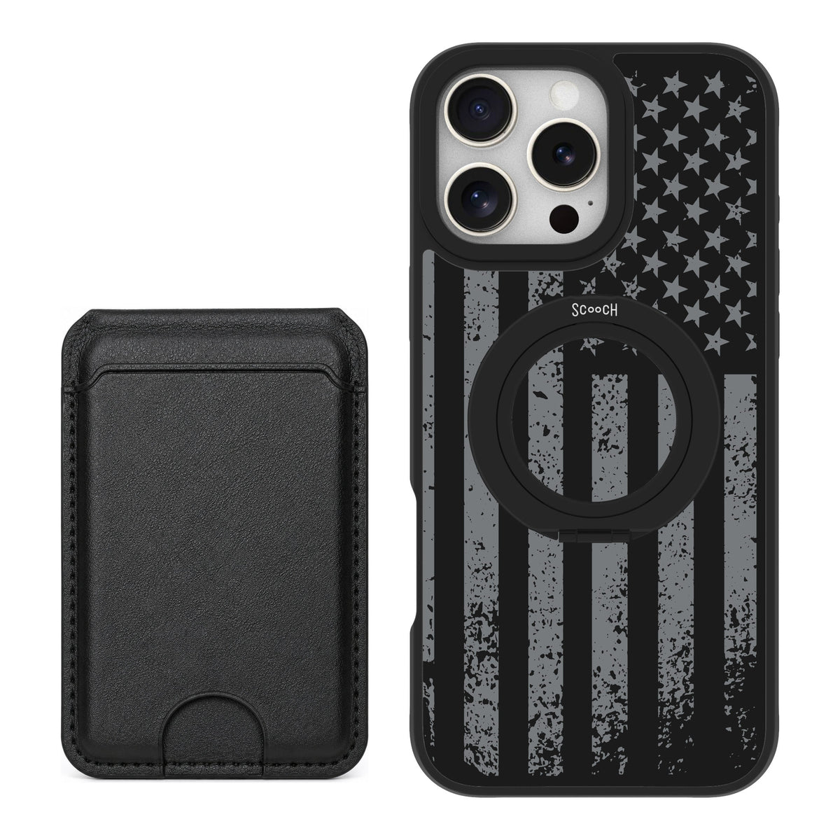 Scooch MagCase Weathered Glory for iPhone 16 Pro Max — Black MagWallet Bundle