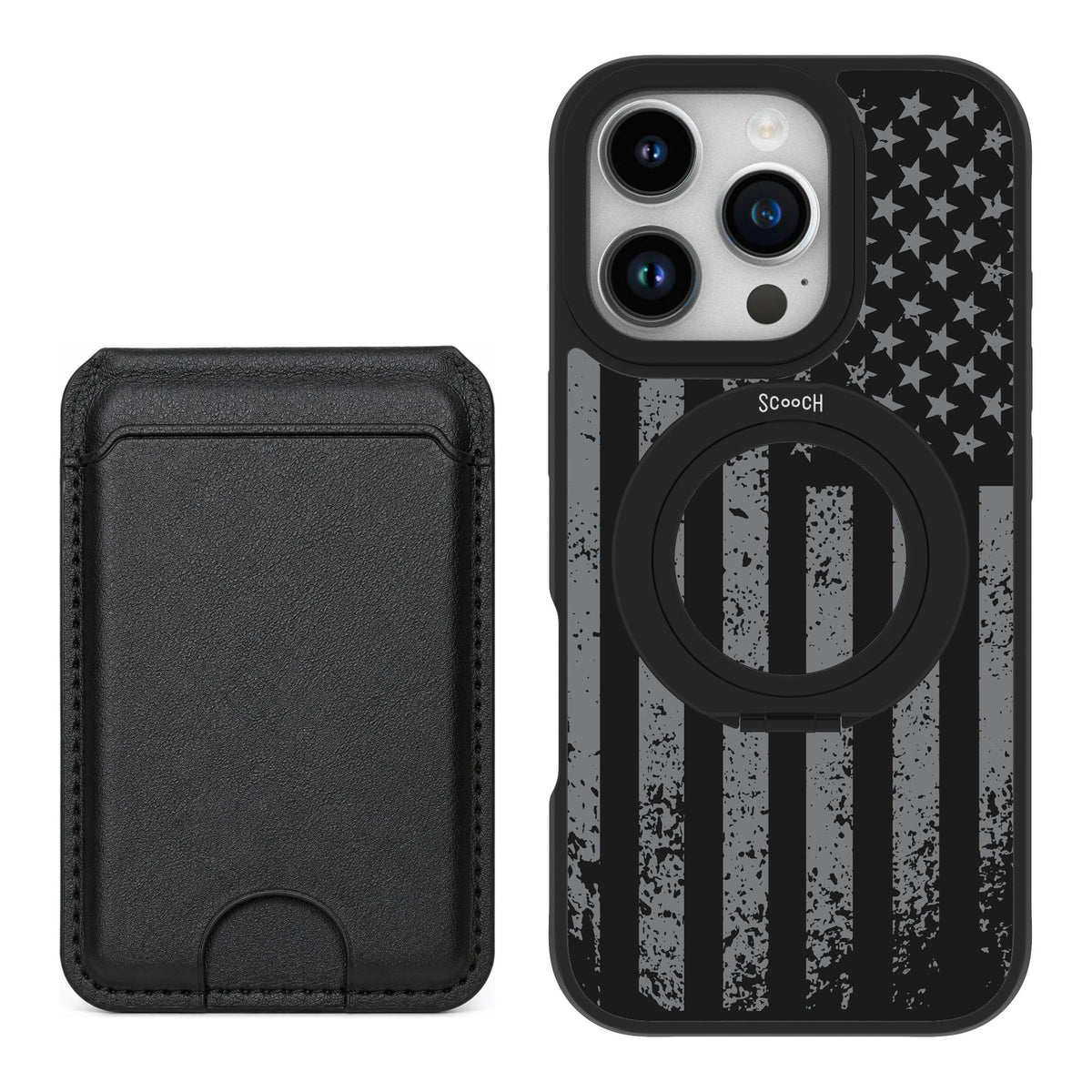 Scooch MagCase Weathered Glory for iPhone 16 Pro — Black MagWallet Bundle