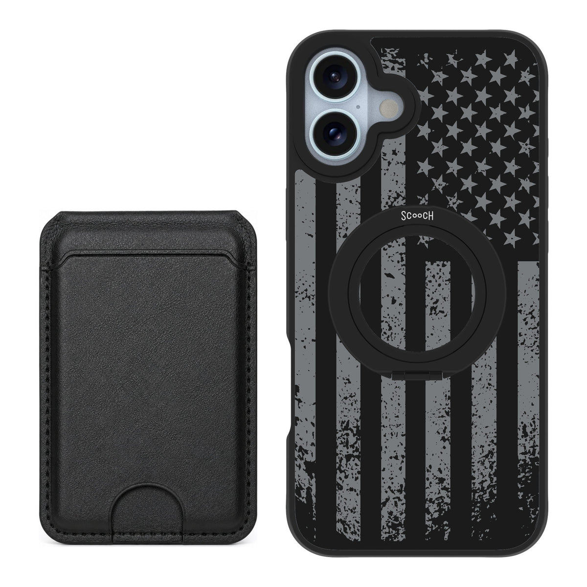Scooch MagCase Weathered Glory for iPhone 16 Plus — Black MagWallet Bundle