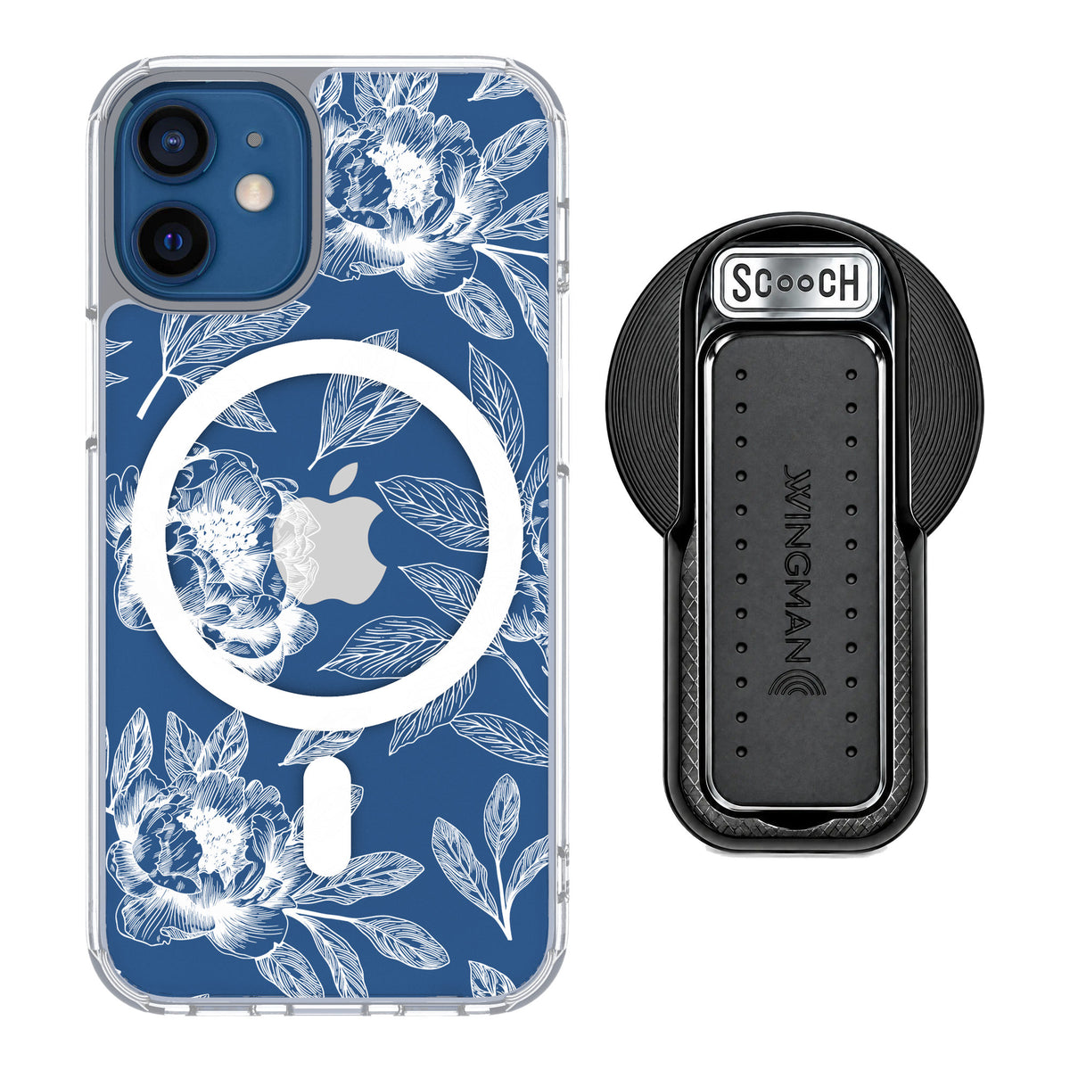 Scooch MagCase Chinoiserie for iPhone 12 mini — MagSafe Wingback Bundle - Black