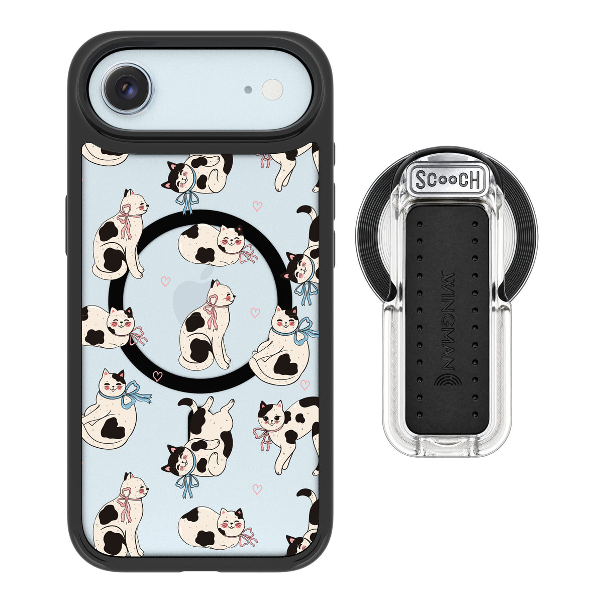 Scooch MagCase Bow Kitties for iPhone Air — MagSafe Wingback Bundle - Clear