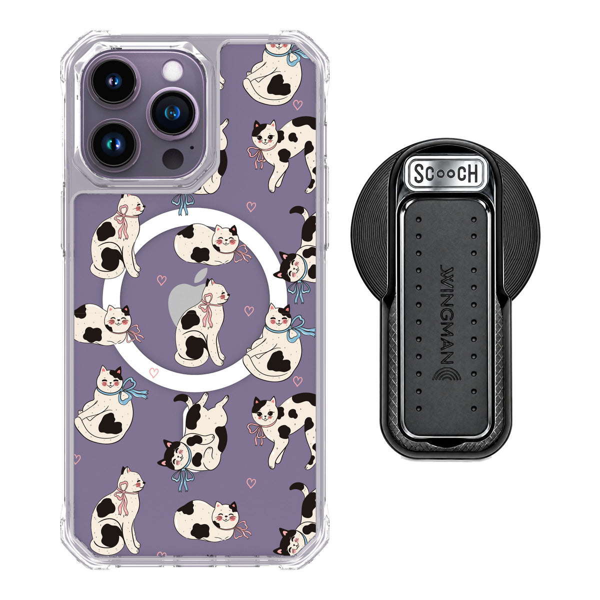 Scooch MagCase Bow Kitties for iPhone 14 Pro Max — MagSafe Wingback Bundle - Black