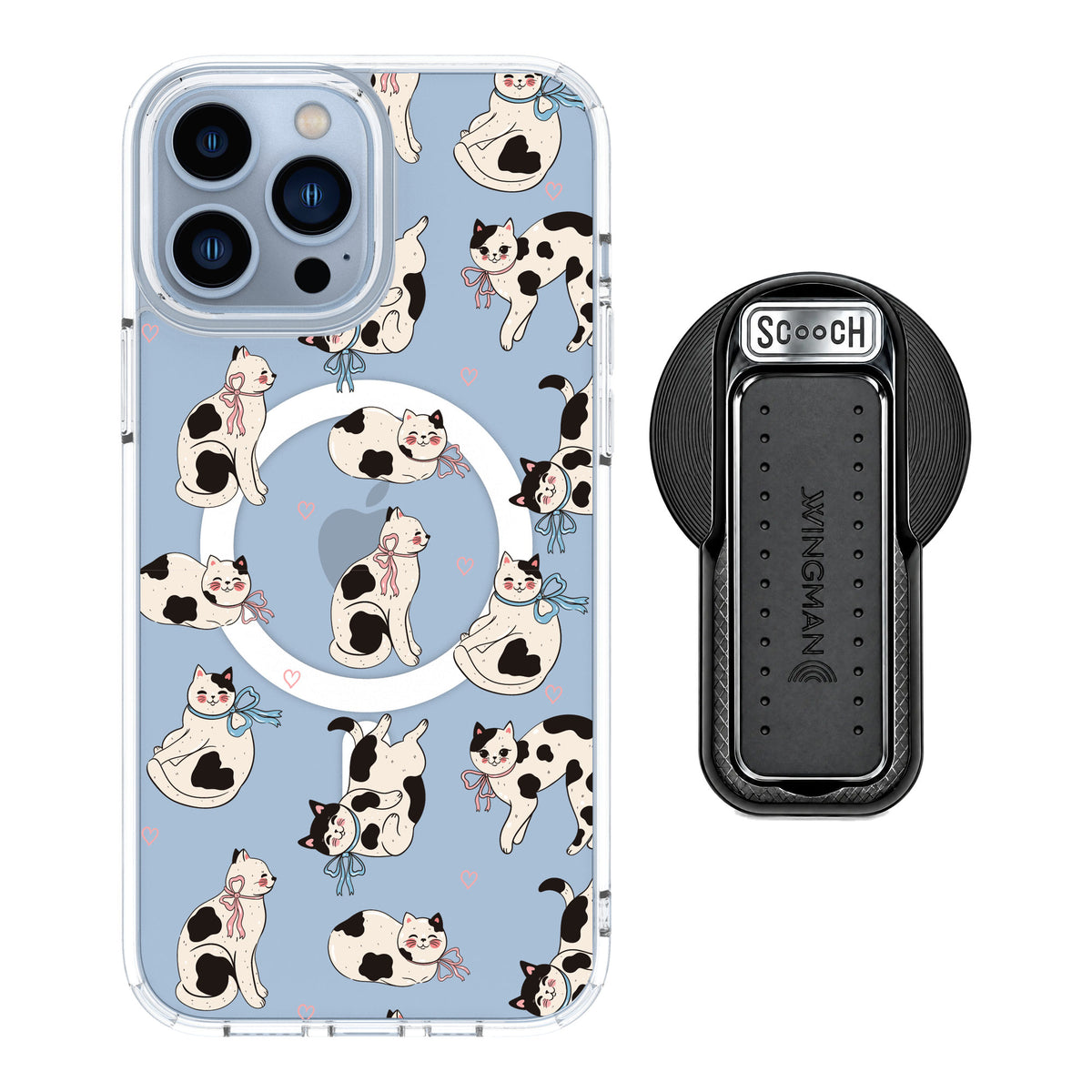 Scooch MagCase Bow Kitties for iPhone 13 Pro Max — MagSafe Wingback Bundle - Black