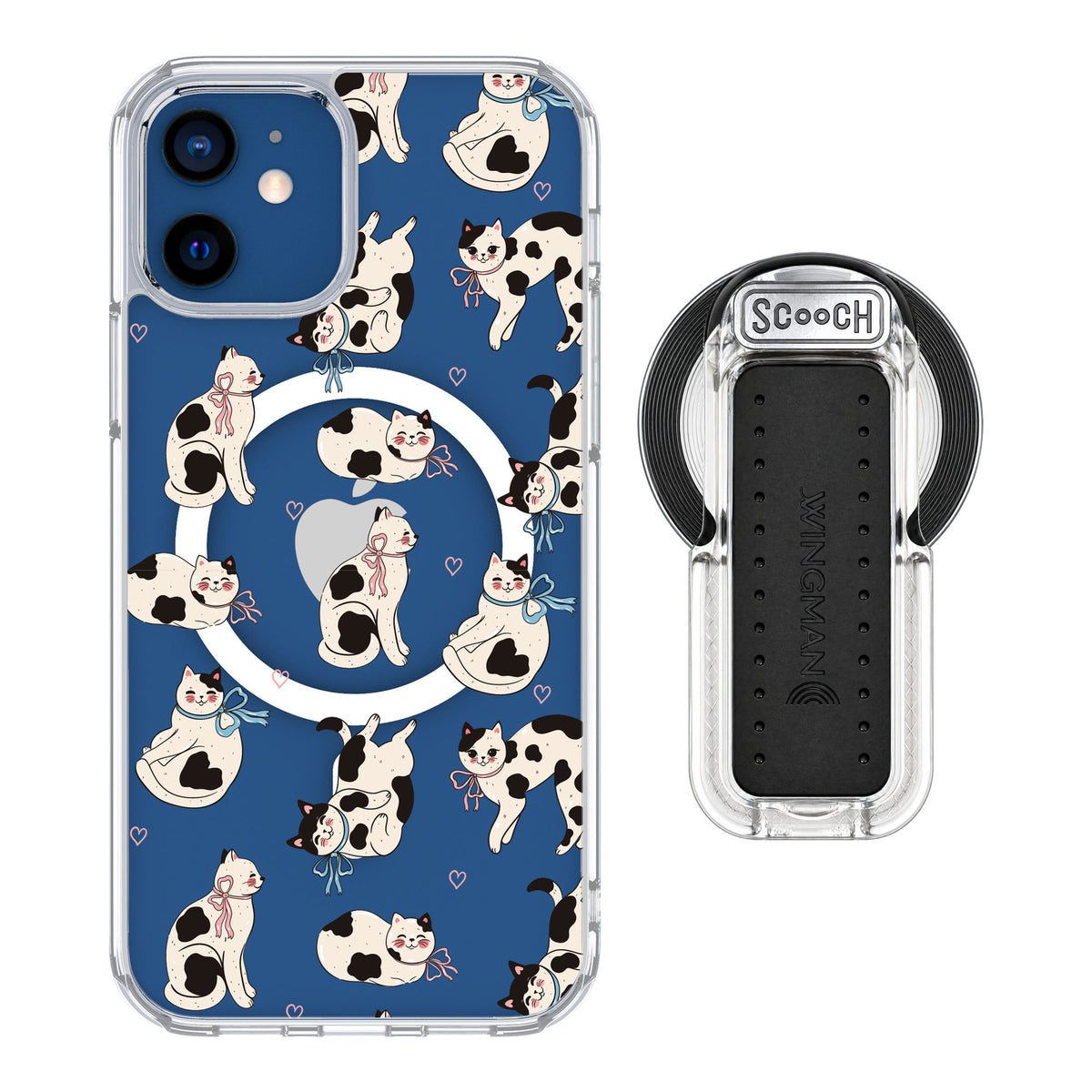 Scooch MagCase Bow Kitties for iPhone 12 — MagSafe Wingback Bundle - Clear