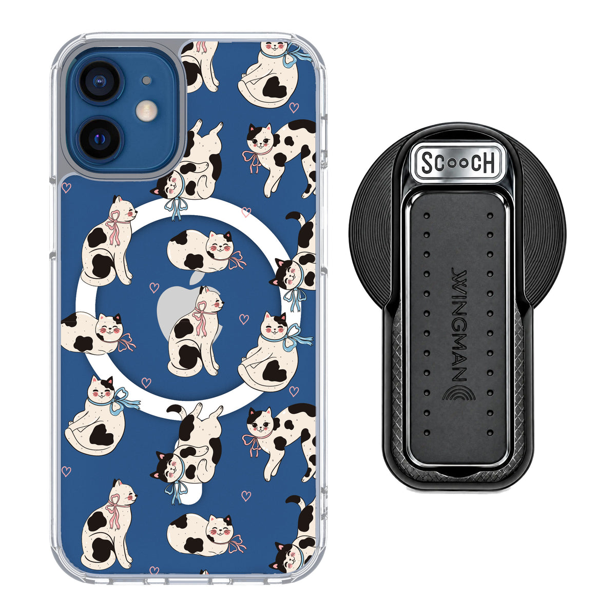 Scooch MagCase Bow Kitties for iPhone 12 mini — MagSafe Wingback Bundle - Black