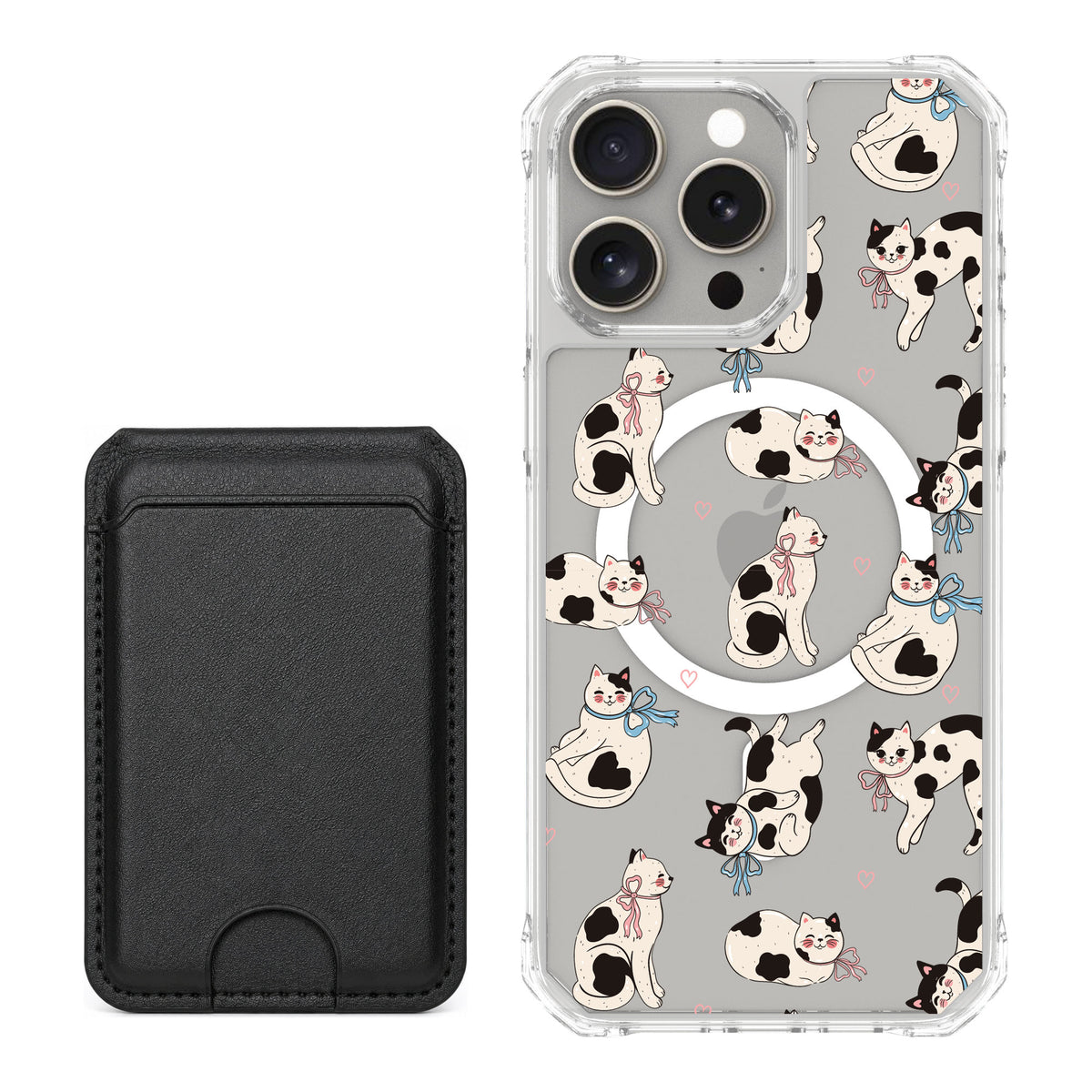 Scooch MagCase Bow Kitties for iPhone 15 Pro Max — Black MagWallet Bundle