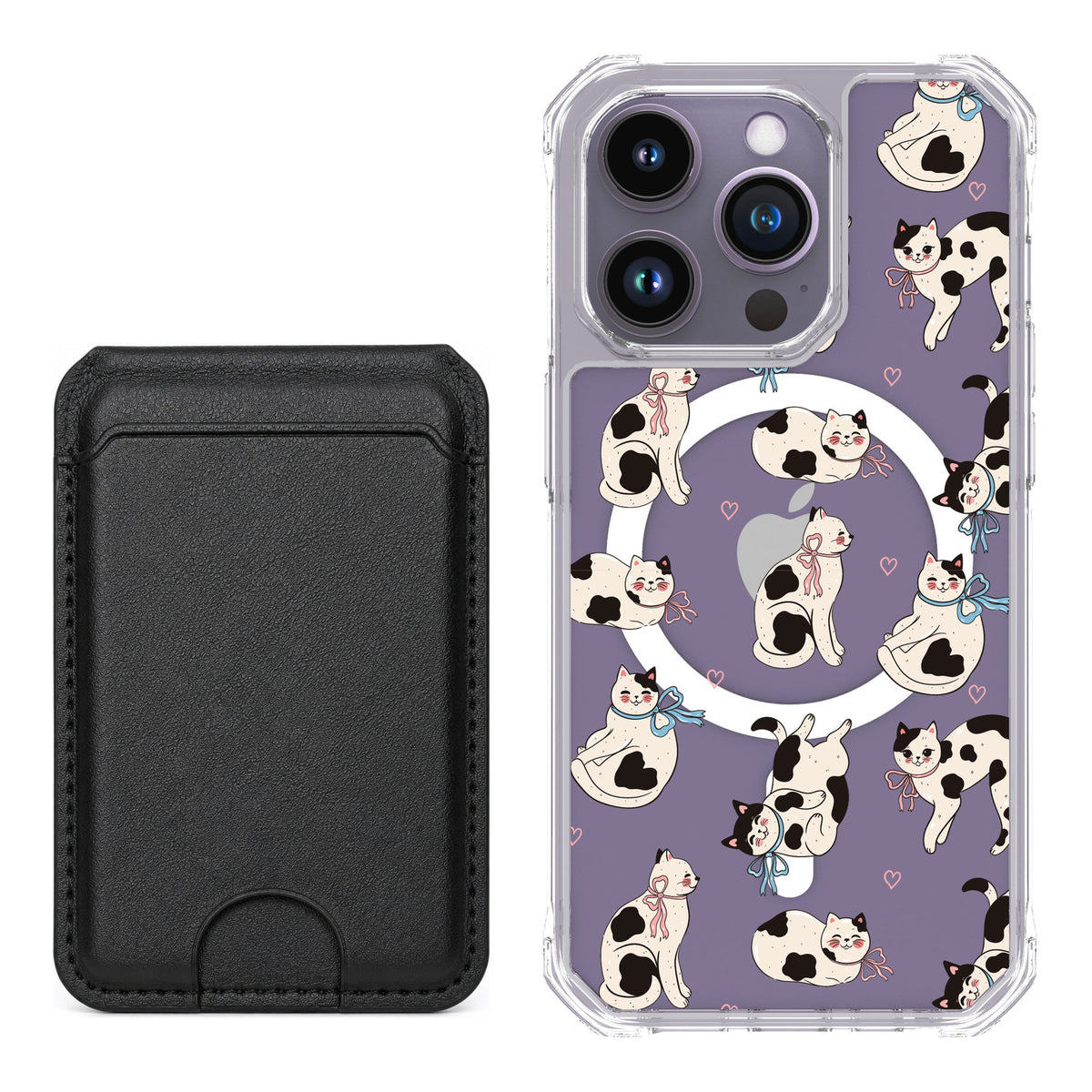 Scooch MagCase Bow Kitties for iPhone 14 Pro — Black MagWallet Bundle