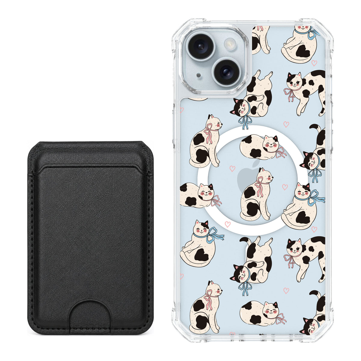 Scooch MagCase Bow Kitties for iPhone 14 Plus — Black MagWallet Bundle