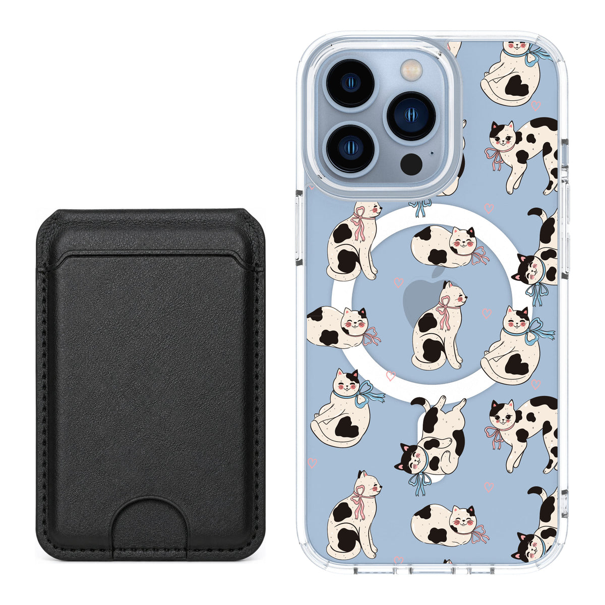 Scooch MagCase Bow Kitties for iPhone 13 Pro — Black MagWallet Bundle