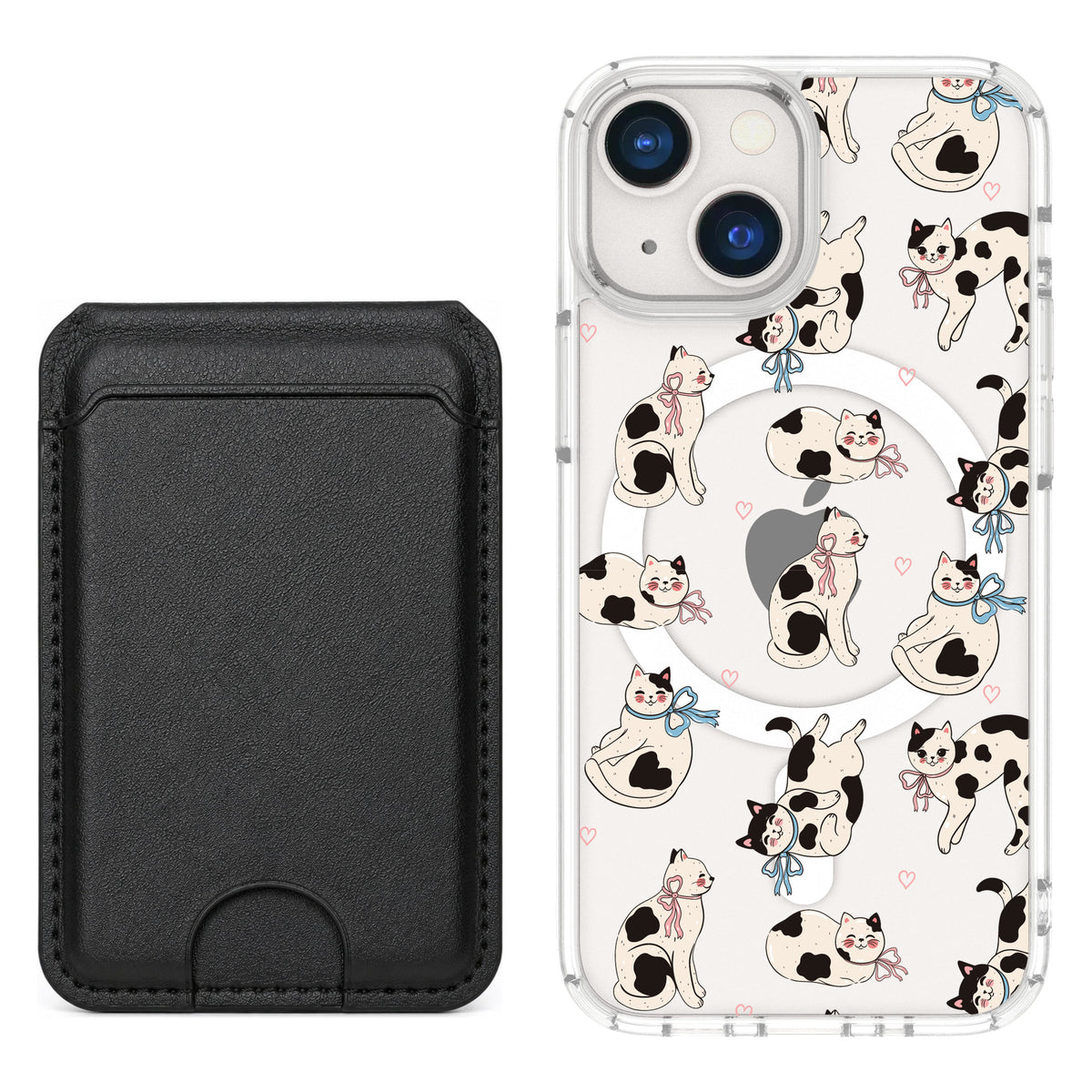 Scooch MagCase Bow Kitties for iPhone 13 mini — Black MagWallet Bundle