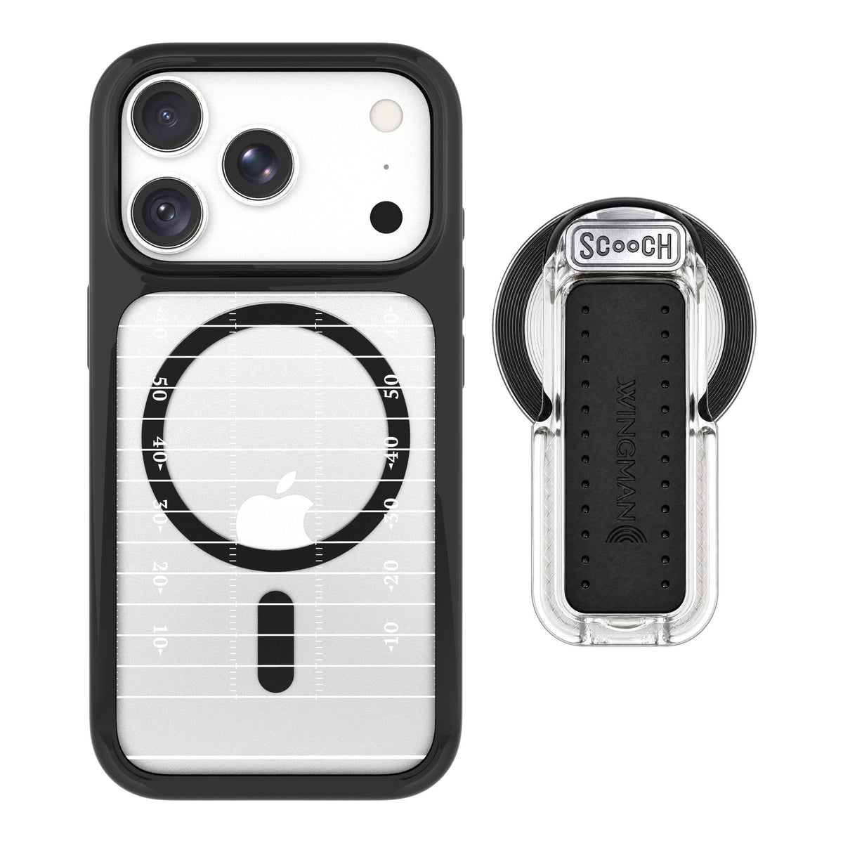 Scooch MagCase Yard Lines for iPhone 18 Pro — MagSafe Wingback Bundle - Clear