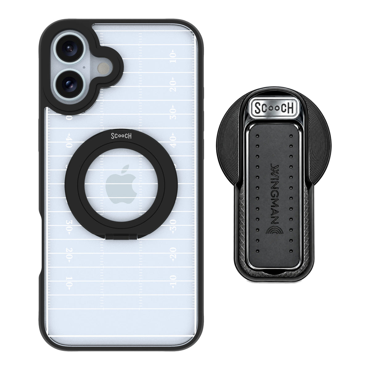 Scooch MagCase Yard Lines for iPhone 16 Plus — MagSafe Wingback Bundle - Black