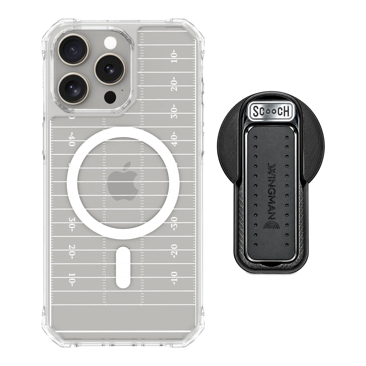 Scooch MagCase Yard Lines for iPhone 15 Pro Max — MagSafe Wingback Bundle - Black